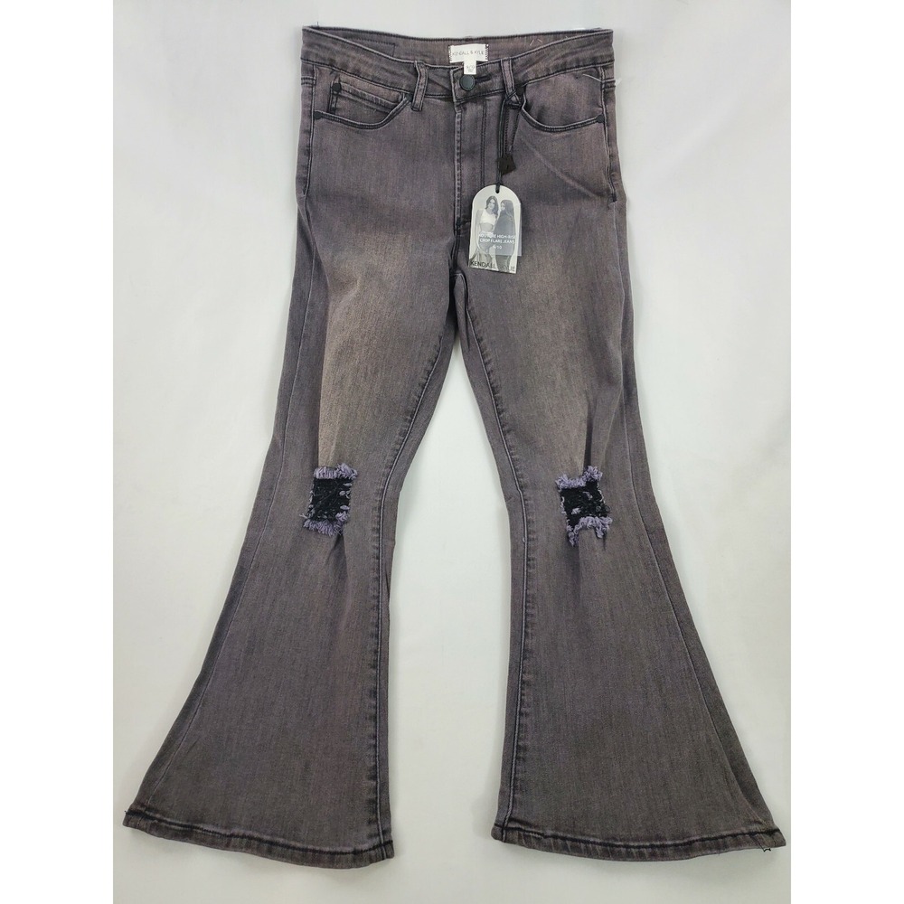 Kendall + Kylie Women Melrose Grey Crop Flare Jeans KK21-304HR Sz 9/10 NWT